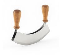 Hanseküche Coltello per erbe aromatiche, tritatutto, doppio gambo, 17,5 cm, acciaio speciale, lama da cucina per tritare finemente e tagliare le erbe (tritatutto)