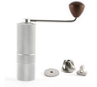 Hanseküche Macinacaffè - Macinacaffè manuale con mulinello in acciaio inox di precisione e manico in legno - Macina a cono per espresso, macinino per caffè espresso, in acciaio inox (argento opaco)