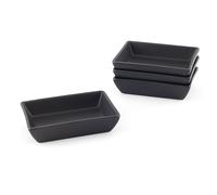 Hanseküche Piatti da portata in gres porcellanato, set da 4 pezzi [5 x 8 cm), ciotole per antipasti, piatti rettangolari, nero opaco, mezze quadrati, piatti da portata lavabili in lavastoviglie