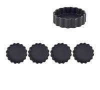 Hanseküche Set di 4 piatti da portata in gres - Piatto rettangolare per antipasti nero opaco, piatto per mezze angolare, piatto da portata adatto alla lavastoviglie (Set rotondo)