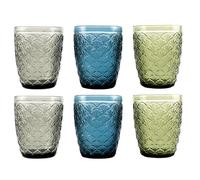 Hanseküche Set di 6 bicchieri da 250 ml, 8 x 10 cm, bicchieri colorati grandi, bicchieri per acqua, succhi di frutta, bicchieri da cucina, colorati, lavabili in lavastoviglie, vetro per acqua, vetro