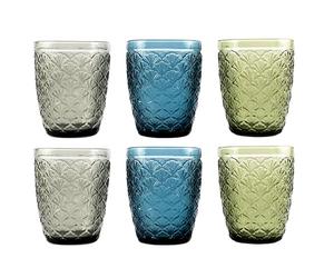 Hanseküche Set di 6 bicchieri da 250 ml, 8 x 10 cm, bicchieri colorati grandi, bicchieri per acqua, succhi di frutta, bicchieri da cucina, colorati, lavabili in lavastoviglie, vetro per acqua, vetro