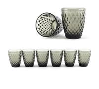 Hanseküche Set di 6 bicchieri da 300 ml | bicchieri grigi di alta qualità | bicchieri per acqua, succhi di frutta, bicchieri da cucina colorati | lavabili in lavastoviglie in vetro per acqua, design