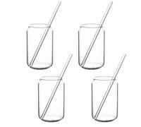 Hanseküche Set di bicchieri con cannuccia in vetro [4 x 450 ml] - perfetti per caffè freddo, acqua e cocktail - bicchieri da long drink e da caffè - Iced Coffee and Matcha Glass (450 ml)