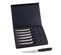 Hanseküche Set di Coltelli da Bistecca - 6x Coltelli da Bistecca di Alta Qualità con Manico in Legno - Elegante Set di Posate in Acciaio Speciale Inossidabile con Lama Seghettata e Confezione Regalo