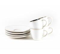 Hanseküche Set di Tazze da Caffè in Grès - Alta Qualità, Fatte a Mano, Pareti Spesse, Gres Porcellanato Con Piattini, Per Cappuccino (Rosso, 75 ml)