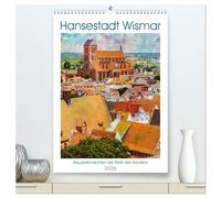 Hansestadt Wismar - Aquarellansichten der Perle des Nordens (hochwertiger Premium Wandkalender 2026 DIN A2 hoch), Kunstdruck in Hochglanz: Des Künstlers Blick auf die Architektur der Hansestadt Wismar