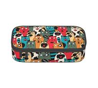 hansgo Astuccio grande colorato con gatto cartone animato con scomparti con cerniera astuccio per cancelleria per bambini adolescenti studenti materiale scolastico, A tinta unita, Taglia unica,