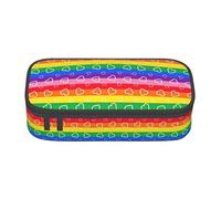 hansgo Astuccio grande con cuori arcobaleno con scomparti con cerniera, astuccio per cancelleria per bambini, adolescenti, studenti, materiale scolastico, A tinta unita, Taglia unica, Organizer per