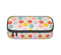 hansgo Astuccio grande con faccina sorridente con scomparti con cerniera, astuccio per cancelleria per bambini, adolescenti, studenti, materiale scolastico, A tinta unita, Taglia unica, Organizer per