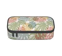 hansgo Astuccio grande con foglie di palma colorate con scomparti con cerniera, astuccio per cancelleria per bambini, adolescenti, studenti, materiale scolastico, A tinta unita, Taglia unica,
