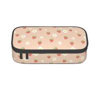 hansgo Astuccio grande con fragola e fiore con scomparti con cerniera, astuccio per cancelleria per bambini, adolescenti, studenti, materiale scolastico, A tinta unita, Taglia unica, Organizer per