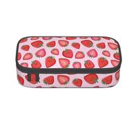 hansgo Astuccio grande con fragole in stile cartone animato con scomparti con cerniera, astuccio per cancelleria per bambini, adolescenti, studenti, materiale scolastico, A tinta unita, Taglia unica,