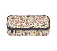 hansgo Astuccio grande con motivo floreale Border Terrier con scomparti con cerniera, astuccio per cancelleria per bambini, adolescenti, studenti, materiale scolastico, A tinta unita, Taglia unica,