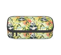 hansgo Astuccio grande con panda in bambù con scomparti con cerniera, astuccio per cancelleria per bambini, adolescenti, studenti, materiale scolastico, A tinta unita, Taglia unica, Organizer per