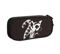 hansgo Astuccio portamatite con ritratto di lemure in bianco e nero multi slot astuccio portatile a doppio strato astuccio per matite astuccio per trucchi borsa per cosmetici con cerniera grande