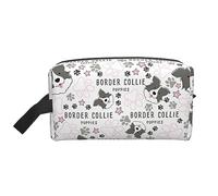 hansgo Beauty case Boston Terrier Dog and Flowers Toiletry Pouch Portable Travel Washing Storage Bag, Cane Border Collie, Taglia unica