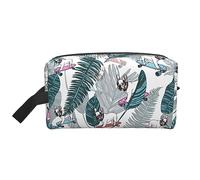 hansgo Beauty case Boston Terrier Dog and Flowers Toiletry Pouch Portable Travel Washing Storage Bag, Bulldog francese e foglie tropicali, Taglia unica