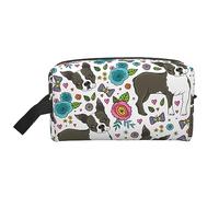 hansgo Beauty case Boston Terrier Dog and Flowers Toiletry Pouch Portable Travel Washing Storage Bag, Boston Terrier Cane e Fiori, Taglia unica