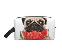 hansgo Beauty case Boston Terrier Dog and Flowers Toiletry Pouch Portable Travel Washing Storage Bag, Il cane carlino mangia anguria, Taglia unica