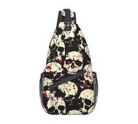 hansgo Sangue Skull Horror Sling Bag per uomo donna viaggio escursionismo zaino a tracolla borse a tracolla borsa petto casual zaino sport, Orrore Teschio di S, Taglia unica