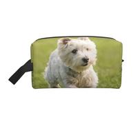 hansgo West Highland White Terrier on the Grass Trousse per trucchi da viaggio per adulti borsa cosmetica da viaggio con cerniera borsa accessori organizer, A tinta unita, Taglia unica