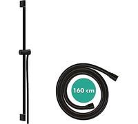 Hansgrohe Unica, asta doccia Pulsify S, 90 cm, con supporto per soffione Push e flessibile doccia, 24401, Colorazione: Nero opaco