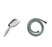 Hansgrohe 26551000 Raindance Select E 150 Ecosmart Air 3Jet, Argento & 28276000 Flessibile Doccia Isiflex, 160 Cm