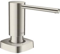 hansgrohe A71 dispenser per detersivo La: 57 A: 92 P: 111 mm, 40468800, A71 acciaio inox spazzolato/bianco [Dispenser per Detersivo]