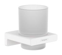 Porta Spazzolini Hansgrohe AddStoris in vetro opaco 91x81x94mm Bianco Opaco