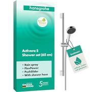 hansgrohe Activera S - Set doccetta per doccia con doccino a risparmio idrico (EcoSmart, 8 l/min, 1 getto), tubo flessibile (1,60 m) e asta doccia (0,65 m), cromo, 28041000