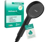 hansgrohe Activera Select S 28033670 - Soffione doccia a risparmio idrico 7,2 l/min (EcoSmart), doccetta con 2 tipi di getto, doccetta rotonda, soffione doccia con funzione anticalcare, colore nero