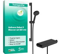 hansgrohe Activera Select S Set da Doccia con Miscelatore termostatico | doccetta con 2 getti, getto costante, max. 8 l/min (EcoSmart), pulsante Select, facile da pulire, Nero Opaco, 28087670