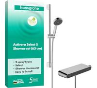 hansgrohe Activera Select S Set da Doccia Miscelatore termostatico, Cromo | doccetta con 2 getti, getto costante (FlexPower), max. 8 l/min (EcoSmart), pulsante Select, facile da pulire, 28087000