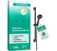 hansgrohe Activera Select S 28044670 - Set doccia con soffione doccia a risparmio idrico (EcoSmart, 2 tipi di getto, tubo doccia (1,60 m) e asta doccia (0,65 m), nero opaco