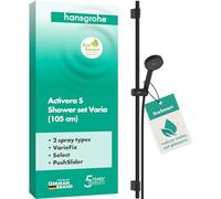 hansgrohe Activera Select S - Set doccetta per doccia con doccino a risparmio idrico (EcoSmart, 8 l/min,), tubo flessibile e asta doccia con supporto a parete regolabile, nero opaco, 28050670