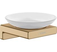 Hansgrohe AddStoris - Portasaponetta con supporto, vetro opaco/color bronzo spazzolato 41746140