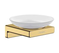 hansgrohe AddStoris - Portasapone, portasapone per montaggio a parete, fissaggio nascosto, accessori bagno, oro lucido, 41746990