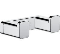 hansgrohe AddStoris - Gancio doppio per asciugamani, portasciugamani, gancio per accappatoio, fissaggio nascosto, accessori bagno, cromo, 41755000