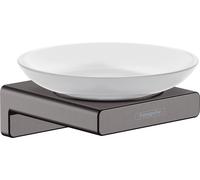 Hansgrohe AddStoris - Portasaponetta con supporto, vetro opaco/cromo nero spazzolato 41746340