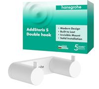 hansgrohe AddStoris S - Gancio doppio per asciugamani, portasciugamani, gancio per accappatoio, fissaggio nascosto, accessori bagno, bianco opaco, 41785700