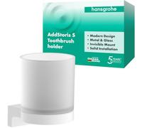 hansgrohe AddStoris S - Portaspazzolino, portaspazzolini da parete, bicchiere porta spazzolino, fissaggio nascosto, accessori bagno, bianco opaco, 41769700