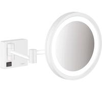 Hansgrohe AddStoris - Specchio cosmetico con luce LED, Specchio trucco con luce, Specchio da rasatura, ingrandimento di 3 volte, bianco opaco, 41790700