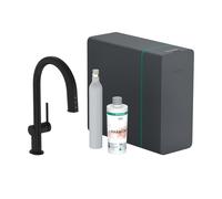 hansgrohe Aqittura M91 rubinetto da cucina, con SodaSystem e sBox lite, estraibile, orientabile, 76839670, sBox lite Aqittura M91 nero opaco [Rubinetteria da Cucina > Rubinetti da Cucina con Trattamen