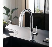 hansgrohe Aqittura M91 rubinetto da cucina sBox con SodaSystem e sistema di filtraggio, orientabile, estraibile, 76806000, sBox Aqittura M91 cromo [Rubinetti da cucina con sistema di acqua potabile > 