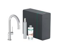 hansgrohe Aqittura M91 rubinetto da cucina sBox lite con SodaSystem e sistema di filtraggio, estraibile, orientabile, 76839000, sBox lite Aqittura M91 cromo [Rubinetti da cucina con sistema di acqua p