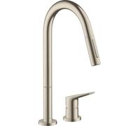 hansgrohe AXOR Citterio M DN 15 Mitigeur monocommande de cuisine 2 trous 220 avec douchette coulissante, 34822820, 34822820, Colorazione: Nichel spazzolato