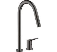 hansgrohe AXOR Citterio M DN 15 Mitigeur monocommande de cuisine 2 trous 220 avec douchette coulissante, 34822340, 34822340, Colorazione: Cromo nero spazzolato