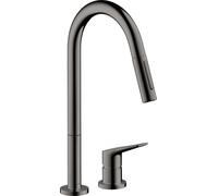 hansgrohe AXOR Citterio M DN 15 Mitigeur monocommande de cuisine 2 trous 220 avec douchette coulissante, 34822330, 34822330, Colorazione: Cromo nero lucido
