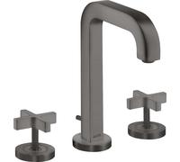 hansgrohe AXOR Citterio Mélangeur lavabo 3 trous AXOR 170, vidage escamotable, bec verseur 140mm, poignées croisées, rosettes, 39133340, 39133340, Colorazione: Cromo nero spazzolato